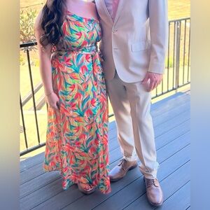 Nicole Miller Colorful One-Shoulder Maxi Dress size 12